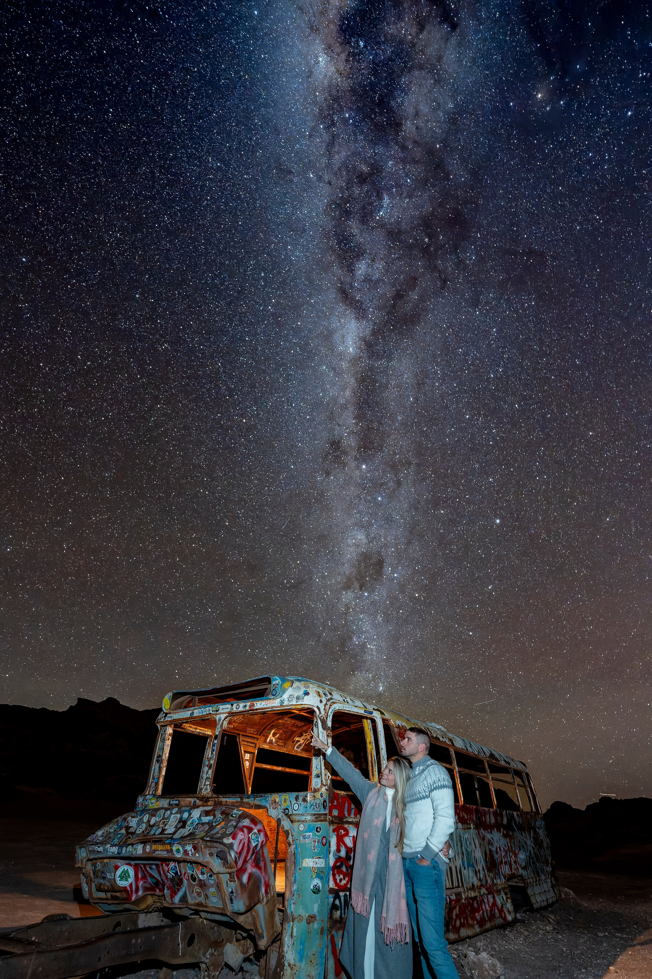 Vallecito Noturno — Pedido de casamento. Fotógrafo em San Pedro de Atacama