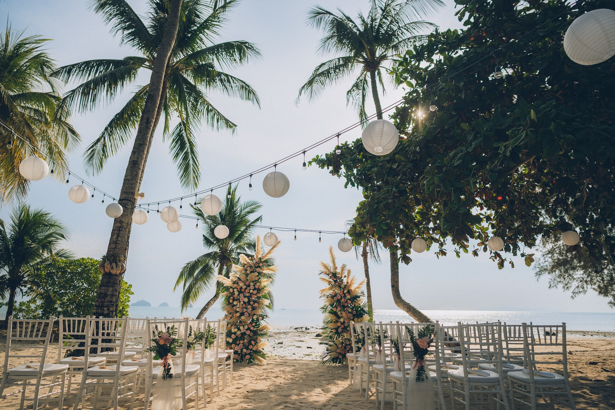 Sunset Beach Wedding with Guests in Koh Samui