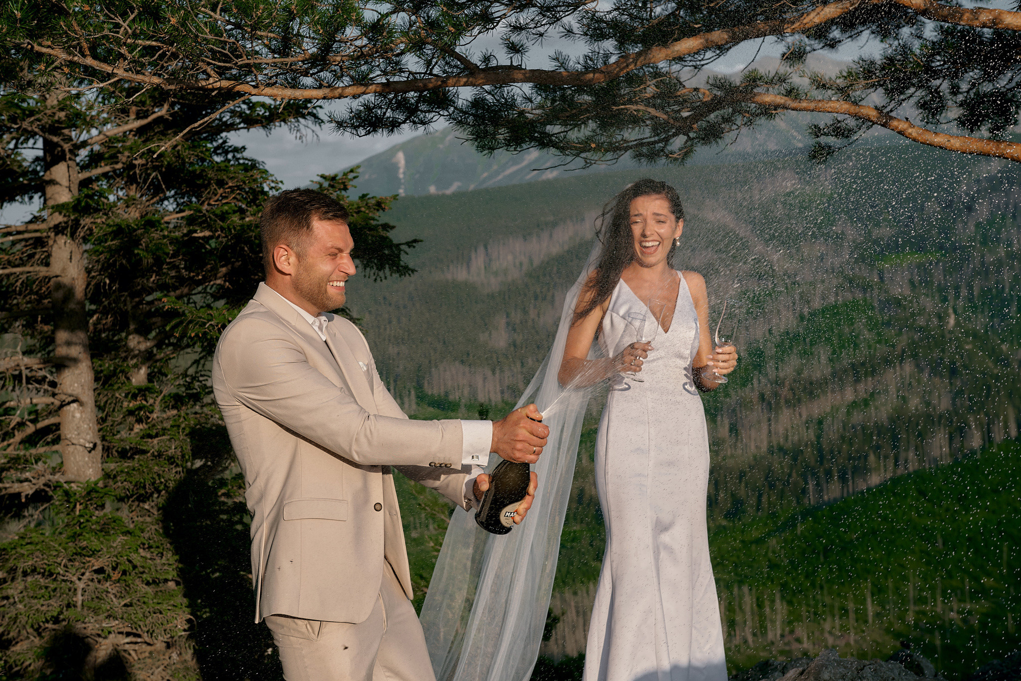 Wedding in mountains. Wedding photography and videography team