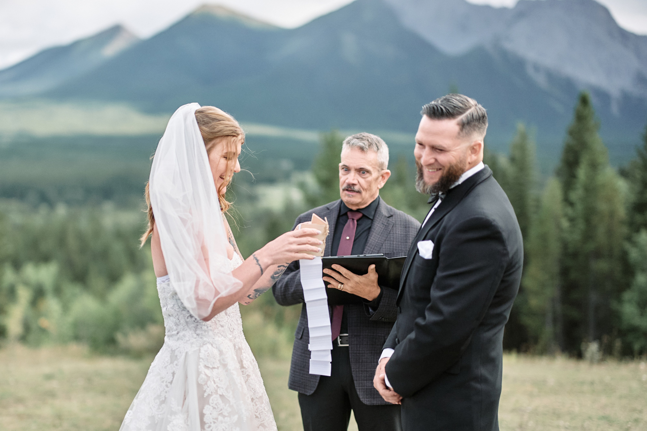 Wedding in Kananaskis Park. Wedding photography and videography team