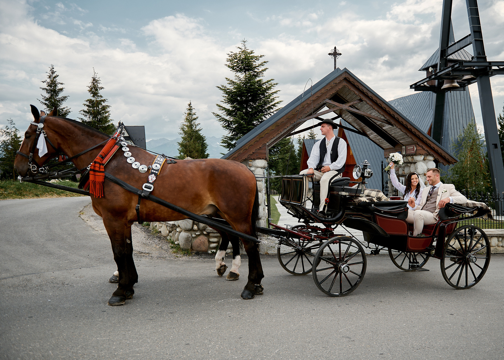 Wedding in mountains. Wedding photography and videography team