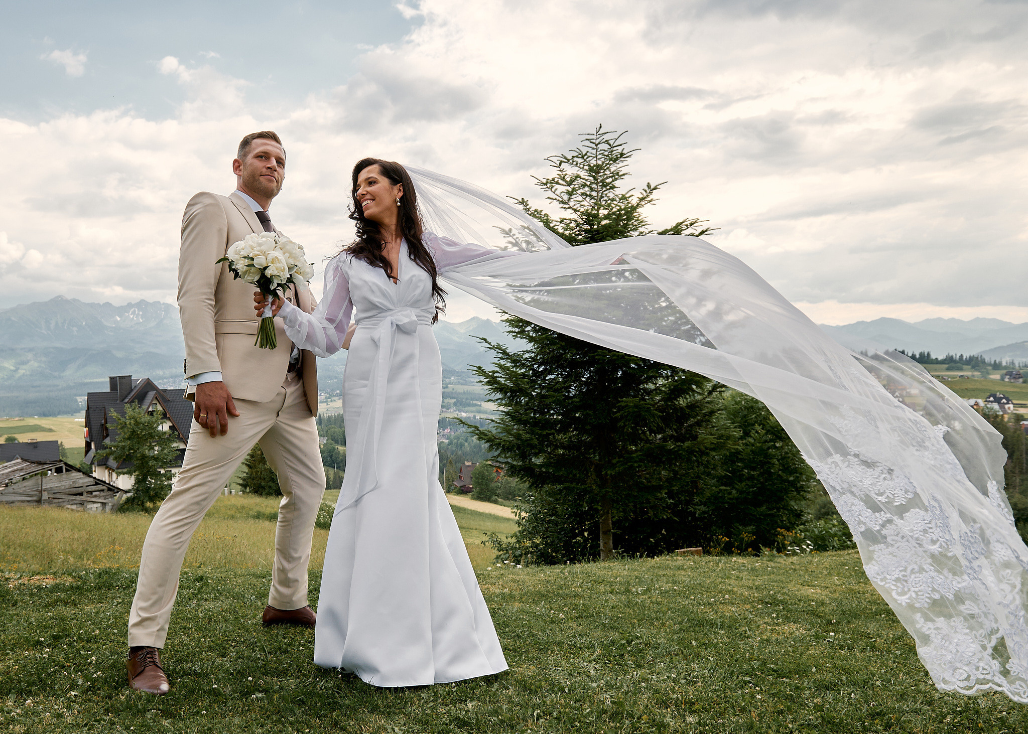 Wedding in mountains. Wedding photography and videography team