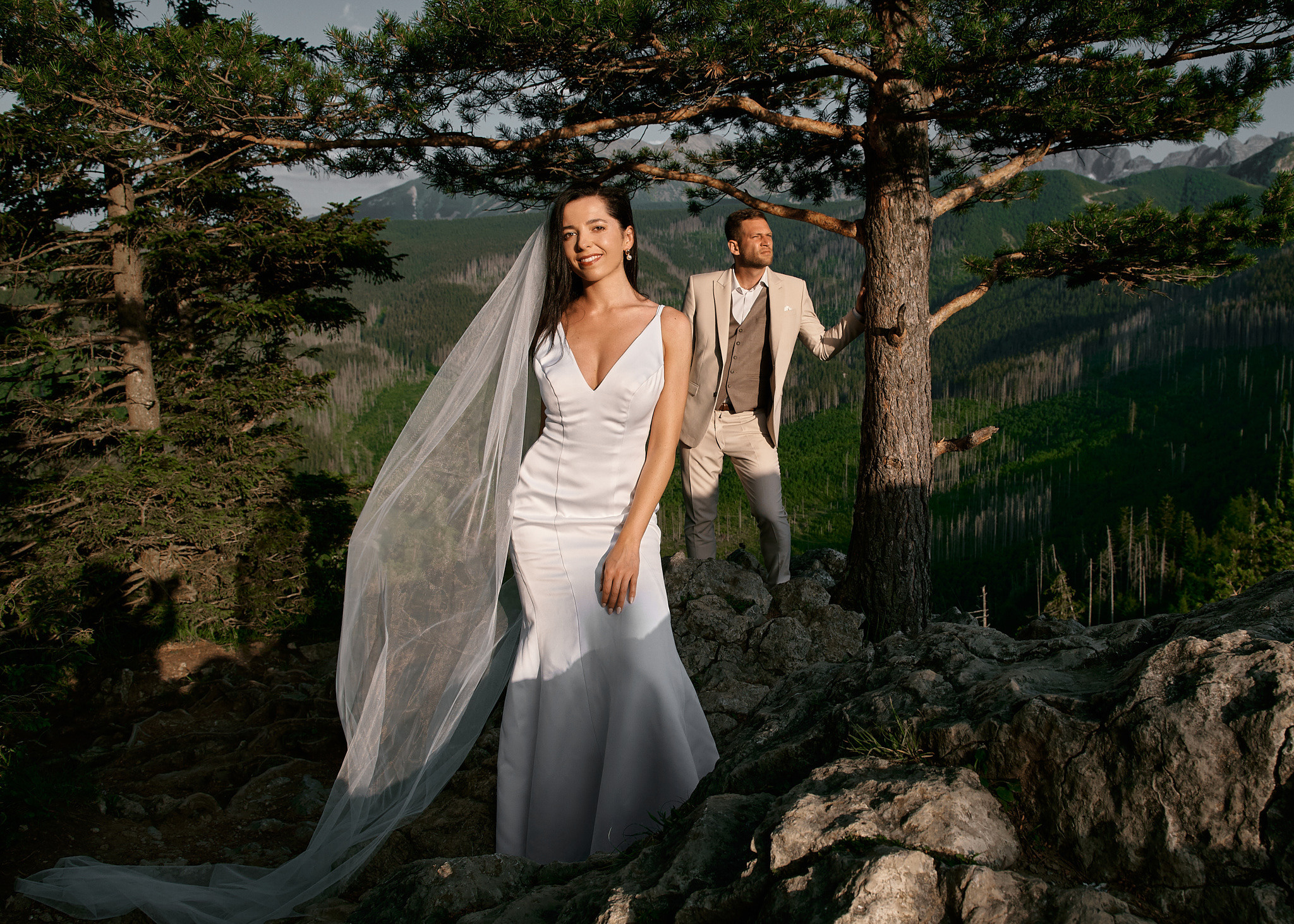 Wedding in mountains. Wedding photography and videography team