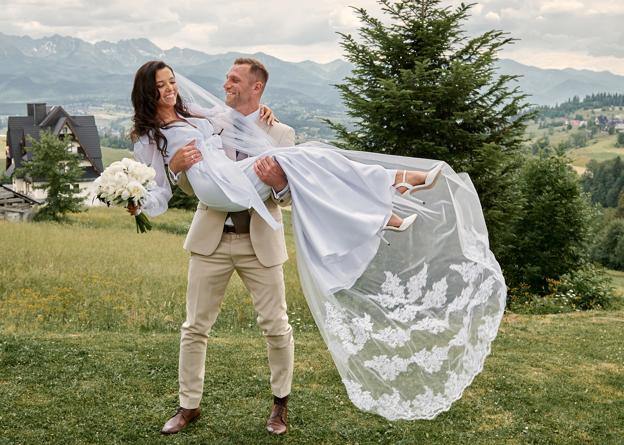 Wedding in mountains. Wedding photography and videography team