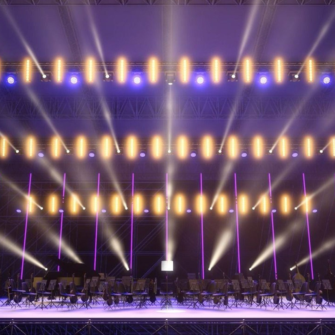 3D модель сцены с LED экраном