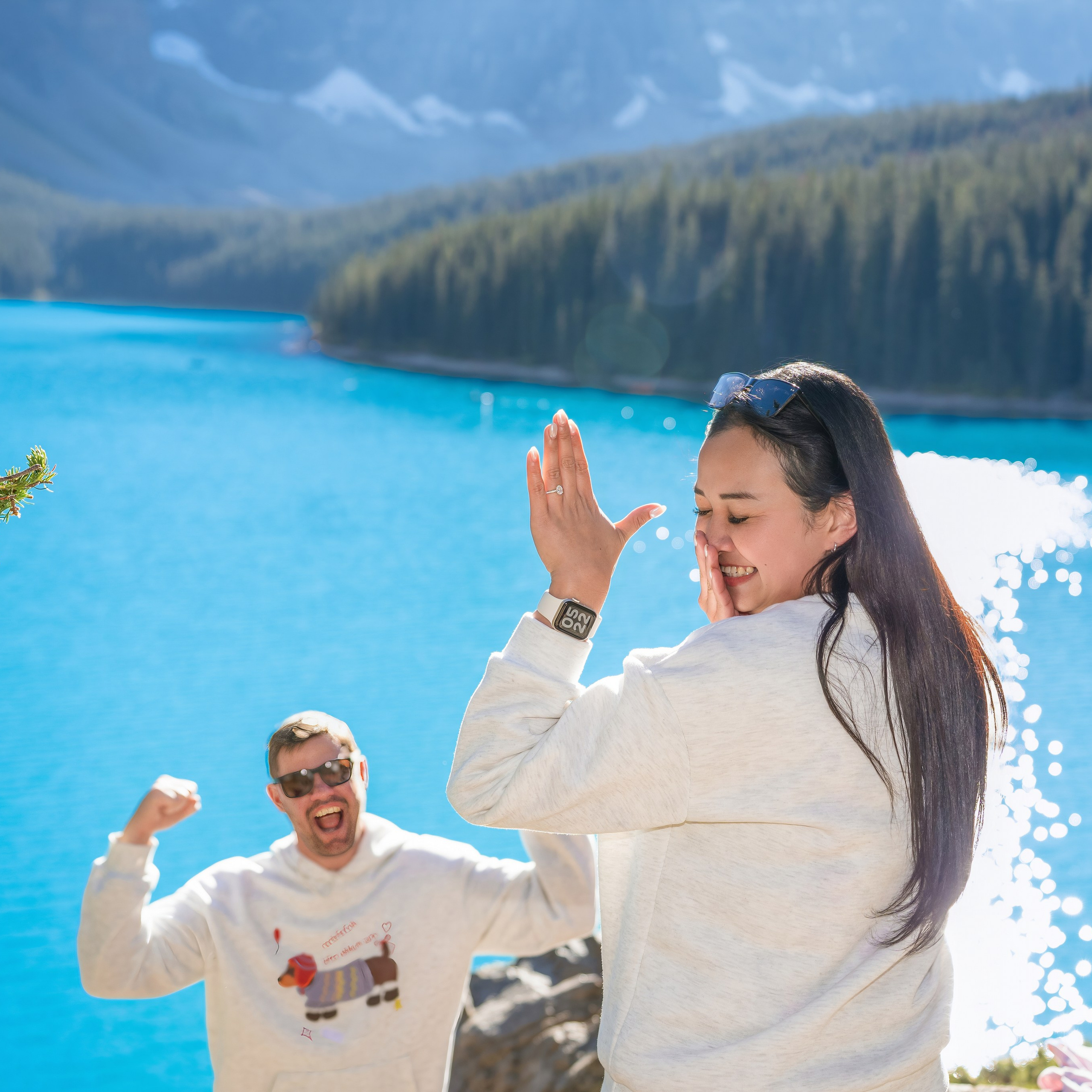 Justin & Kat — Surprise Proposal / Moraine Lake, Banff