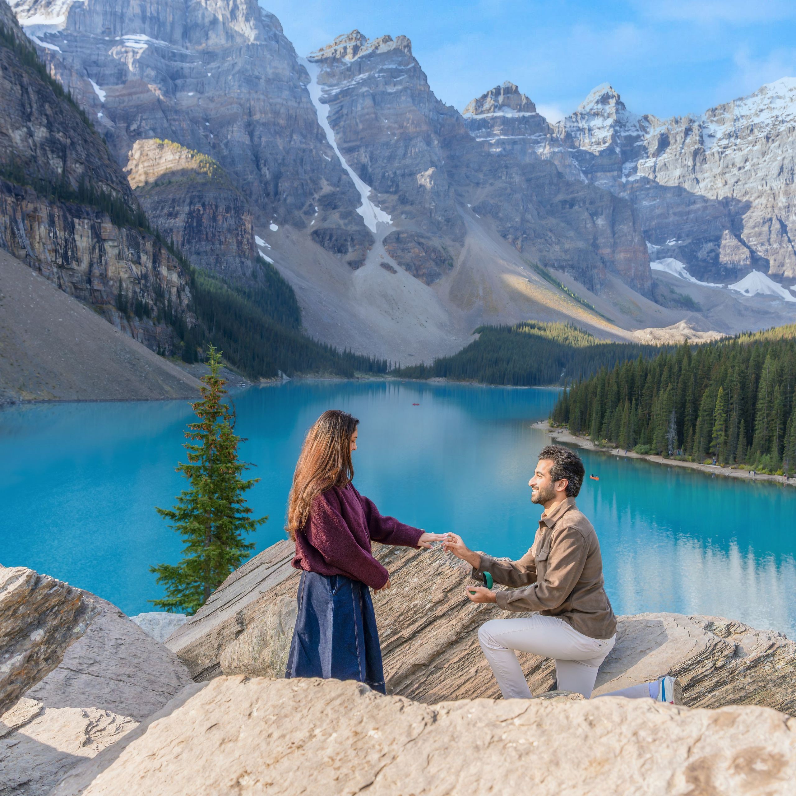 Mohit & Rya — Surprise Proposal / Moraine Lake, Banff