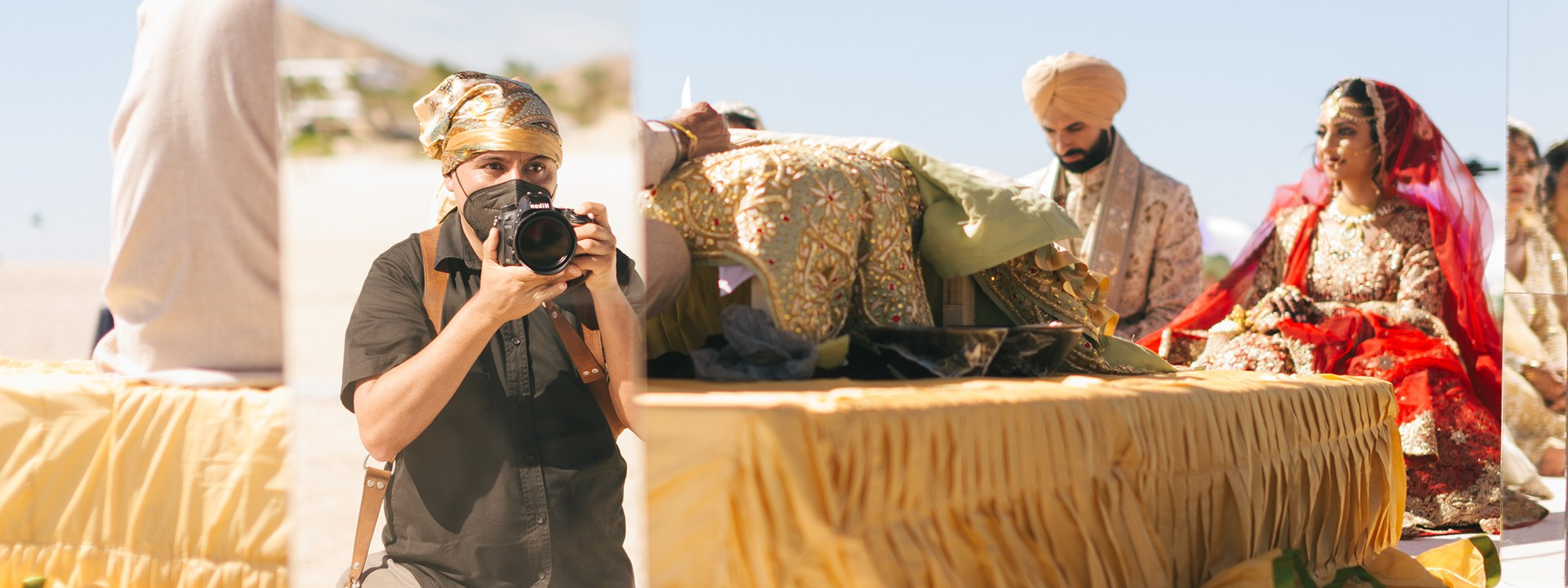 Los Cabos wedding photographer Izrael Reyna capturing a luxury Indian wedding ceremony at Hilton Los Cabos resort, Baja California Sur