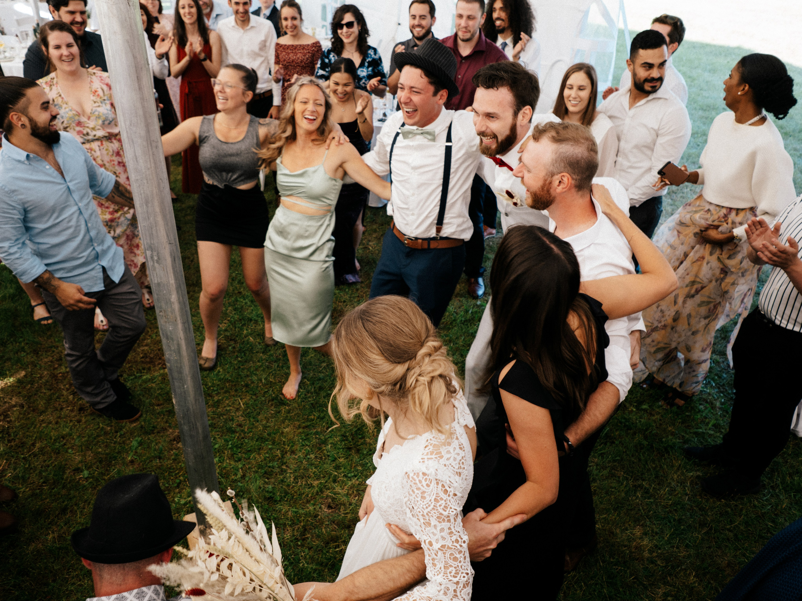 Small wedding reception candid moment captured by Montreal intimate wedding photographer