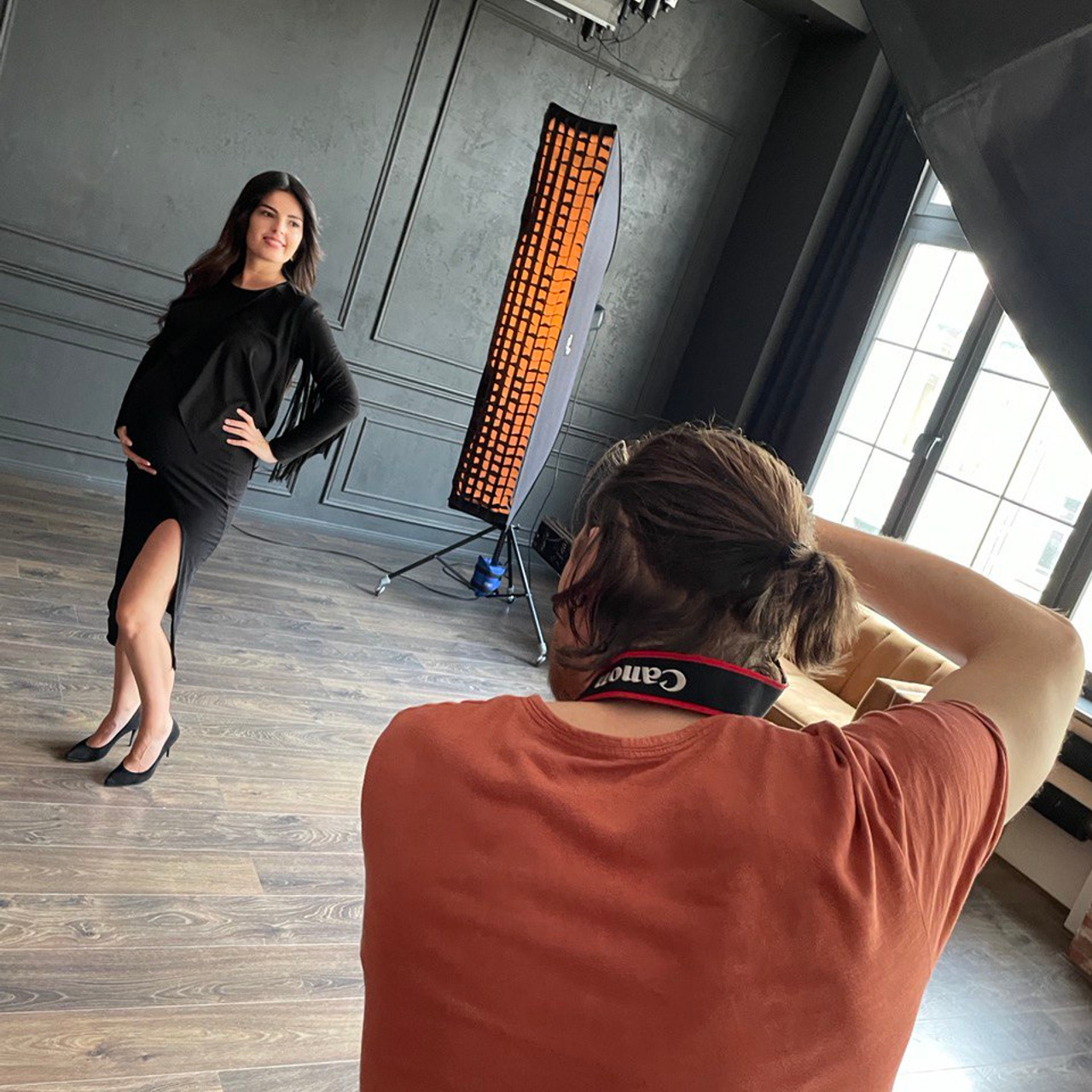 Professional studio photography session with strobe lighting Dimitri Studio portrait photographer