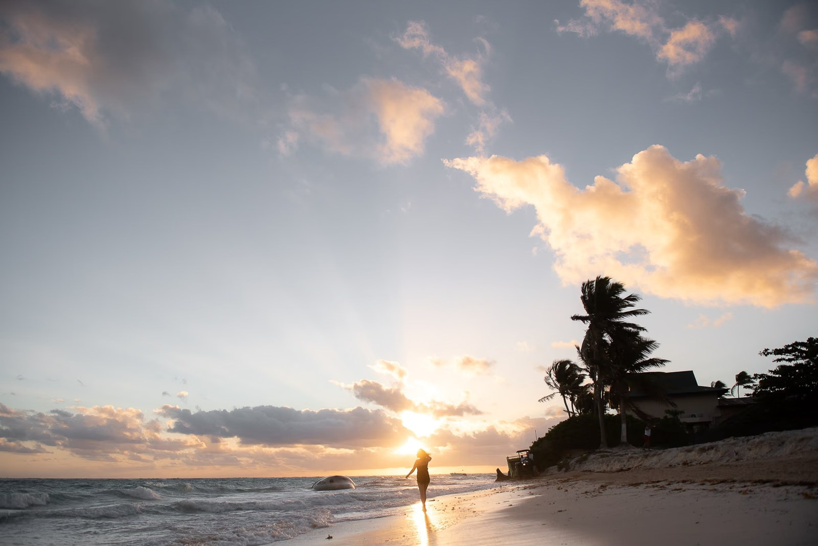 Couple during a sunrise photoshoot on Bavaro Beach in Punta Cana