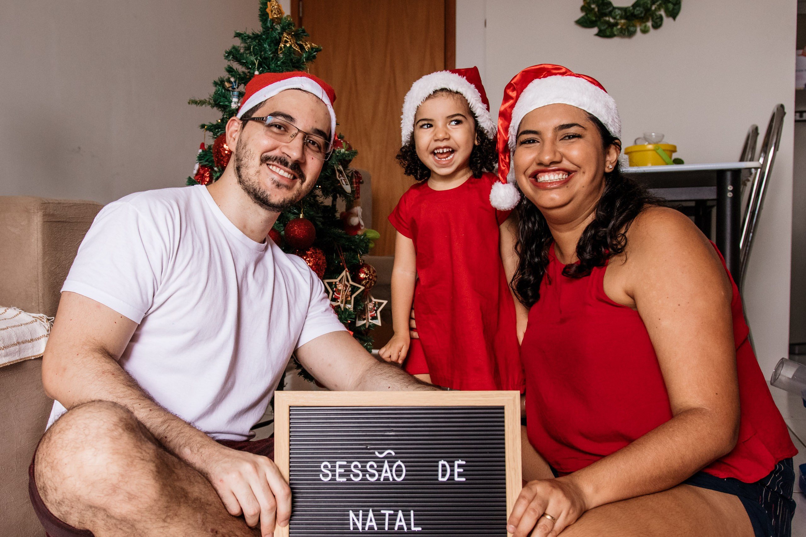 ensaio de natal em família em casa