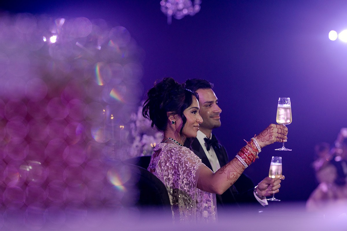Indian wedding reception celebration  with sangeet dance at los cabos resort