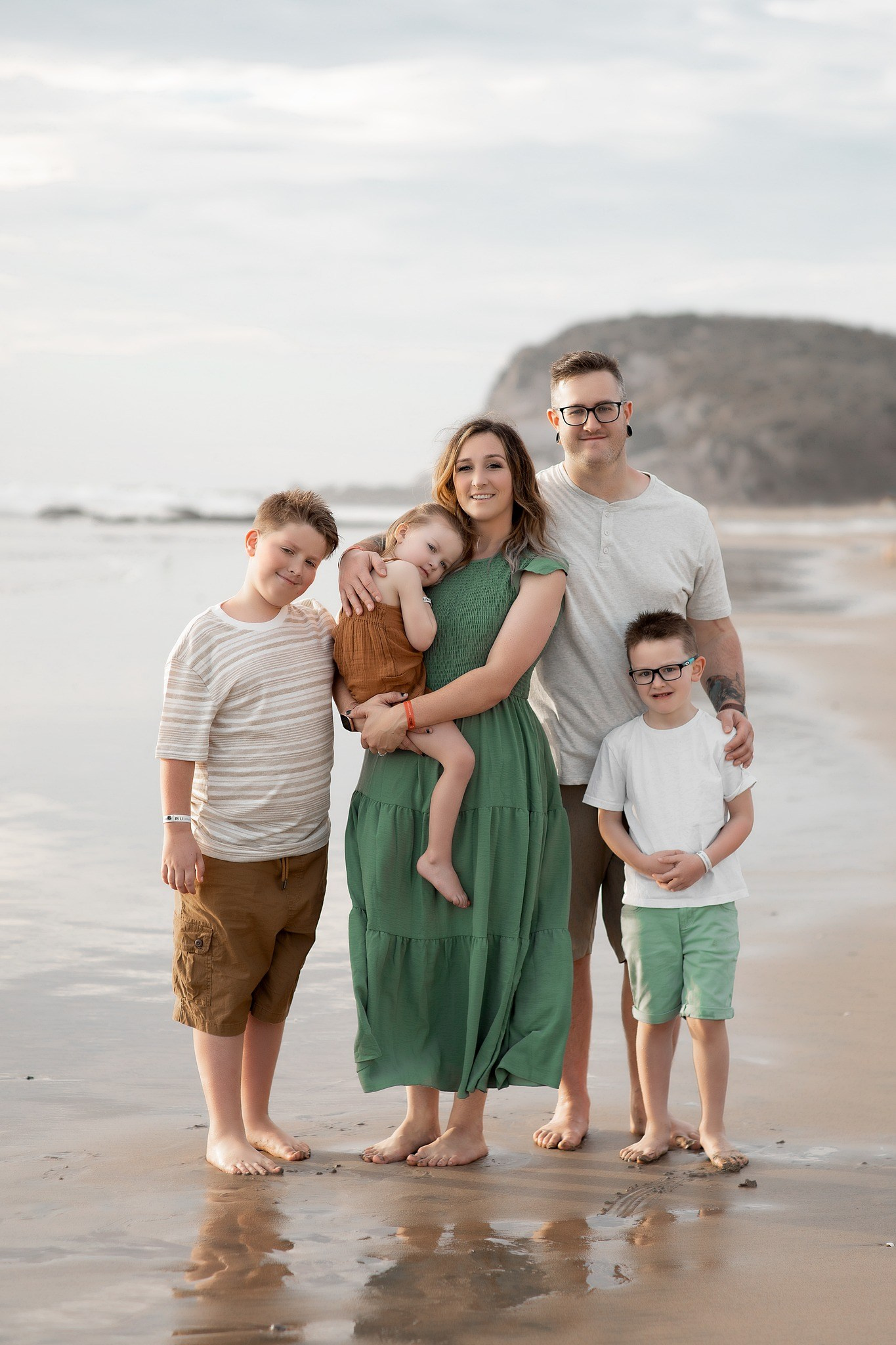 Family posing on Cerritos Beach